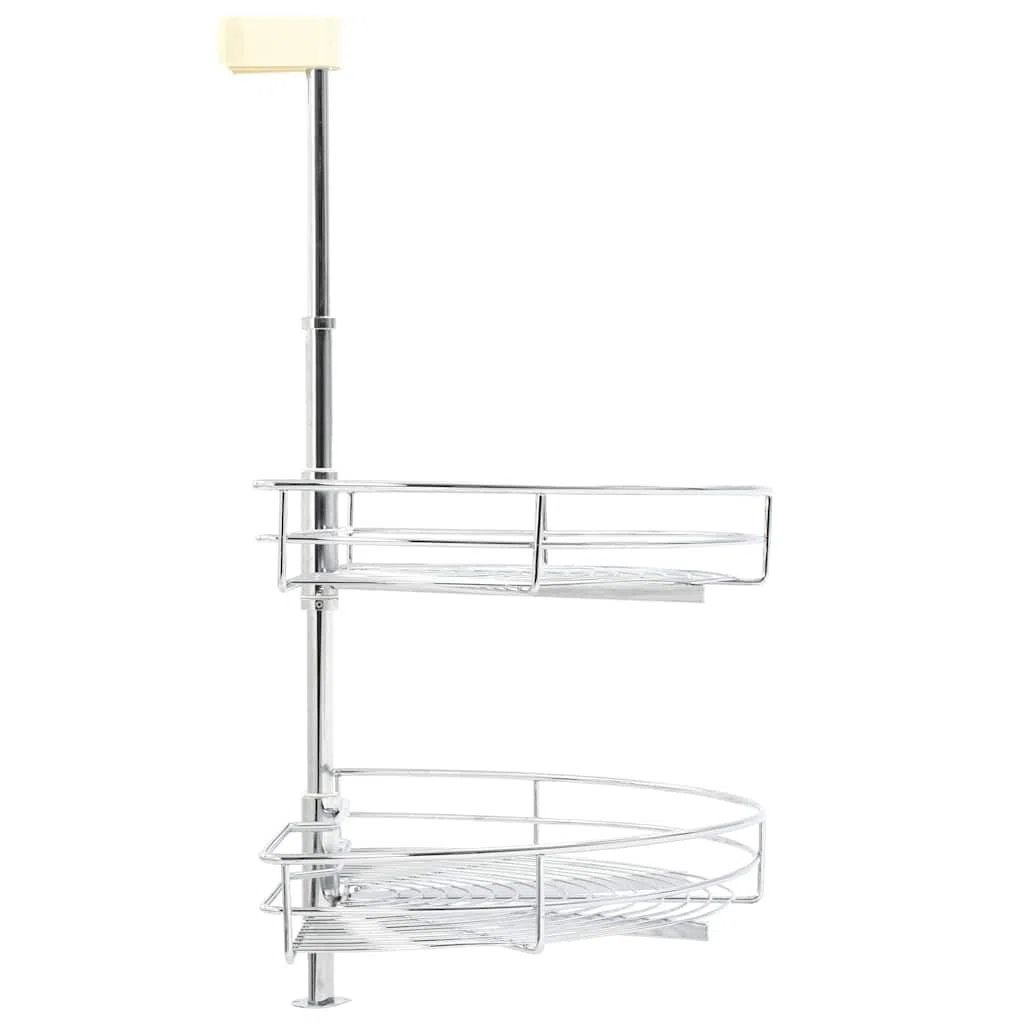 Cesta de alambre de cocina de 2 niveles, galvanizada, 75 x 38 x 80 cm, con función giratoria de 180 grados y accesorios de montaje para ahorrar espacio para guardar cubiertos, cucharas de