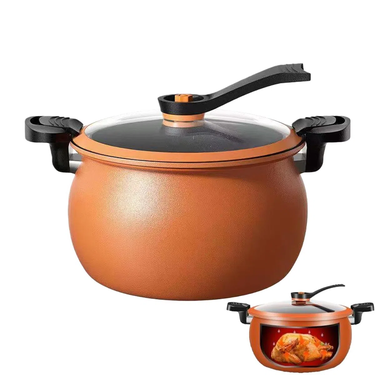 Olla A Presión Utensilio de Cocina Antiadherente Gran Capacidad con Tapa | Olla Arrocera de Cocción Lenta Para Cocinar Conservas Cocer Vapor Hornear Legumbres Celebraciones