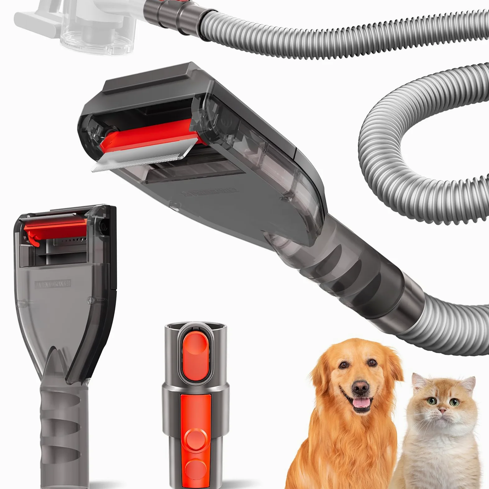 Portek Accesorio de aspiradora de pelo de perro para Dyson V15 V12 V11 V10 V8 V7 V6 G5 GEN5 Outsize V6, kit de herramientas de cepillo de aseo para mascotas con adaptador de manguera de extensión