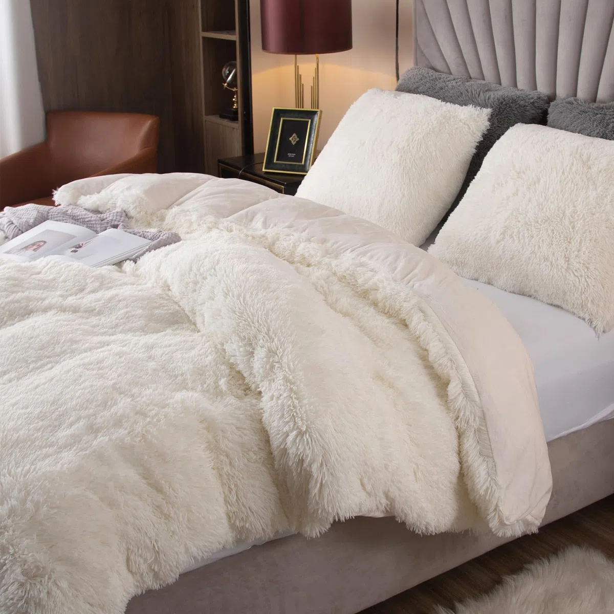 EMME Juego de Ropa de Cama de Felpa, 200 x 200 cm, Franela mullida, Juego para Cama y Ropa de Cama Suave y 2 Funda de Almohada de 80 x 80 cm, Color Blanco