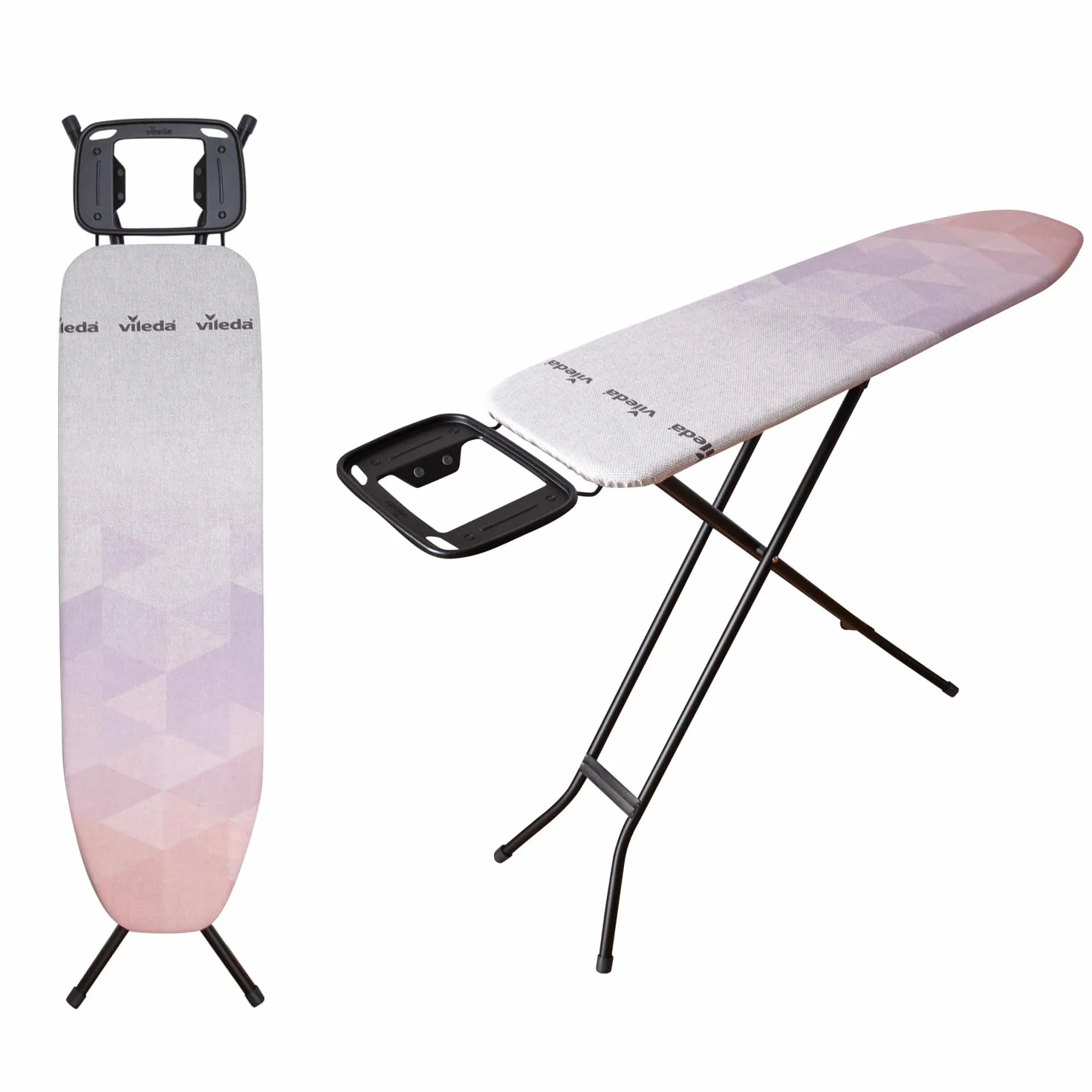 Vileda Tabla de Planchar de Acero Diamond S | Más Duradera, como Nueva | Compacta y Ligera | Altura Ajustable hasta 91 cm | Color salmón