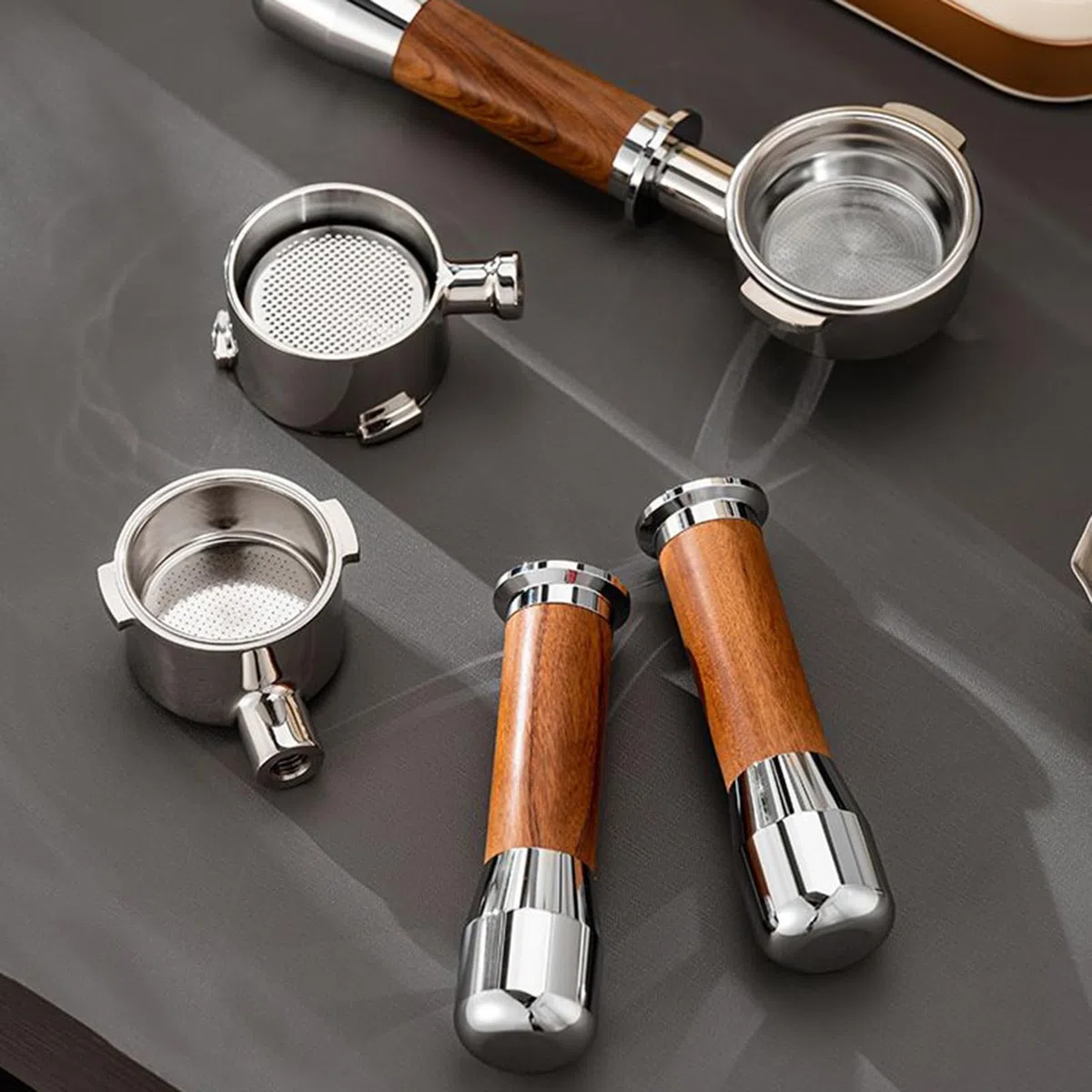Portafiltro para Espresso Repuestos de Portafiltro sin Fondo 58 mm para | Mango Preparador De Espresso para Hogar Cafetería Bar Cocina Oficina y Comercial