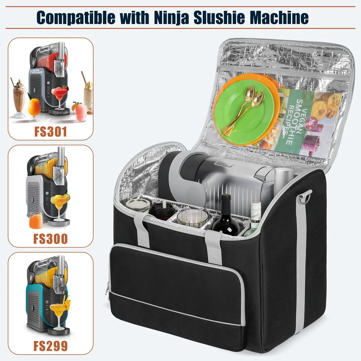 Yarwo Bolsa Transporte para Ninja Granizados con Divisores | Impermeable con Divisores Ajustables y Base Reforzada, Acolchado para FS301, FS300 y FS299, Transporte para Electrodomesticos