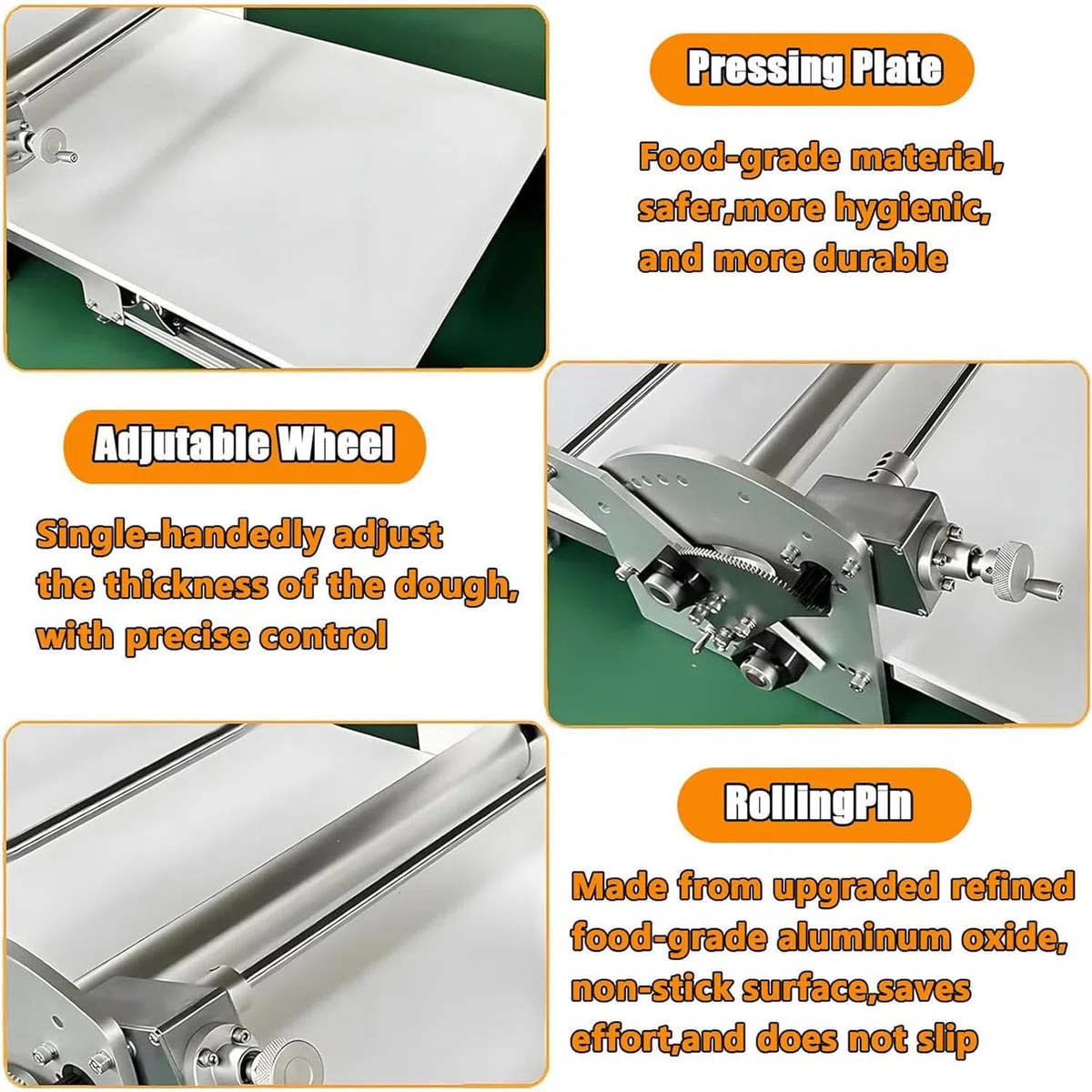 Espátula eléctrica Comercial para Masa, Grosor Ajustable de 2 a 30 mm, Acero Inoxidable Apto para Uso alimentario y Tablero Antiadherente de PE, Equipo Profesional para repostería 1i2
