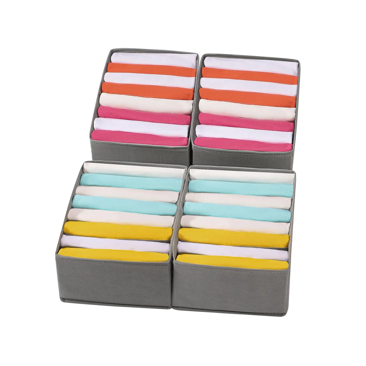Paquete de 4 organizadores de cajones de camisetas para ropa, 8 compartimentos de rejilla, organizador de ropa, organizador de ropa para ropa plegada, camiseta, leggings, 12.59 x 9.05 x