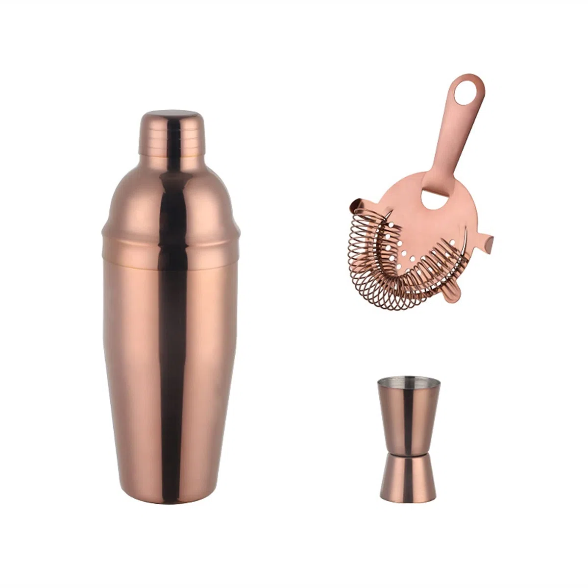Juego de Coctelera 750 ml Cóctel Shaker Acero Inoxidable Boston Cóctel Conjunto Shaker Steer Voulters Gold Bar Herramienta Conjunto con Striador Mida Cup Bartender Agitador de Cócteles