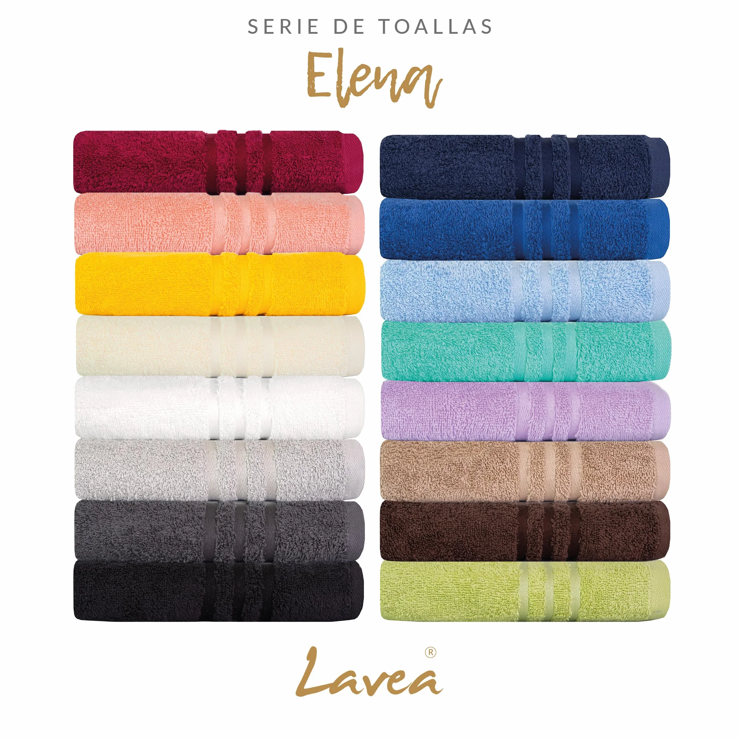 Lavea® Juego de 4 Toallas de Baño 70x140 cm en Rizo 100% Algodón – Suaves y Absorbentes – Toallas de Baño Grandes y Toallas de Ducha Ideales para Casa, Hotel y SPA – Negro