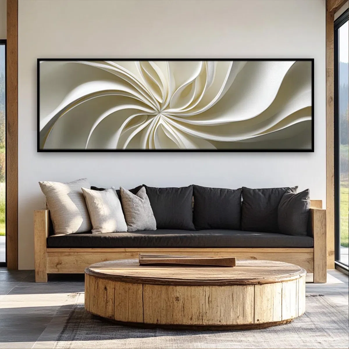 YUSUZHU Cuadro de naturaleza horizontal alargado, impresión en lienzo con marco alto y delgado, arte horizontal estrecho, para el hogar, la oficina o los pasillos (65 x 195 cm/sin marco).