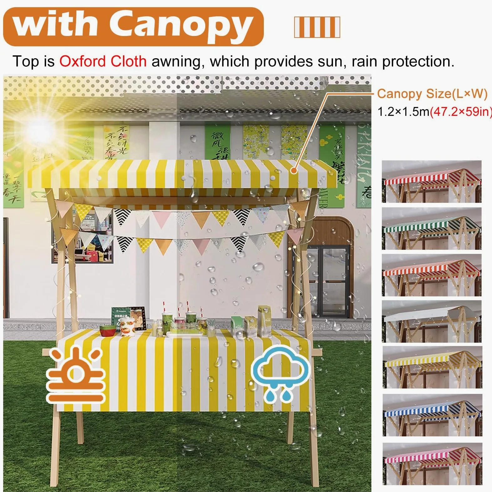 Carrito de distribución plegable – Soporte portátil de comida callejera para catering y exhibiciones de mercado, altura ajustable, ligero, fácil de transportar