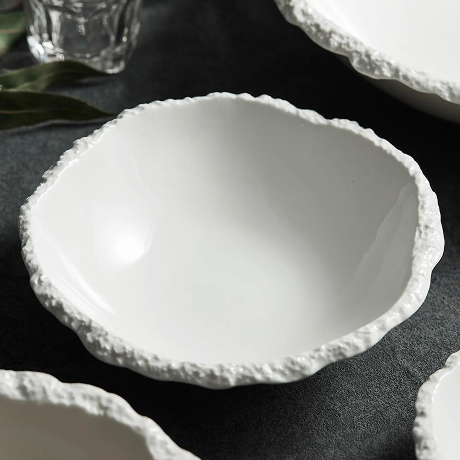Plato de cerámica, plato de plato, cuenco de postre Dim Sum, cuenco de cerámica, cuenco de yogur, vajilla creativa para restaurante, blanco, M
