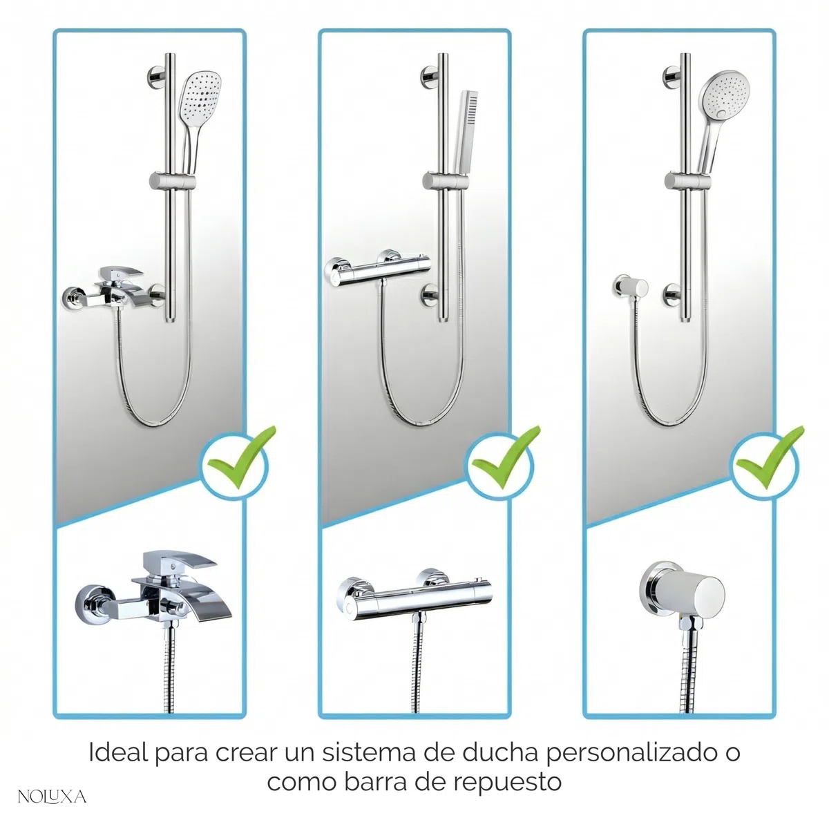 IMEX - Barra de Ducha Pared 65cm Níquel Cepillado | Barra de Acero Inoxidable S.304 Redonda con Soporte para Alcachofa de Ducha Ajustable | Recambio Original IMEX