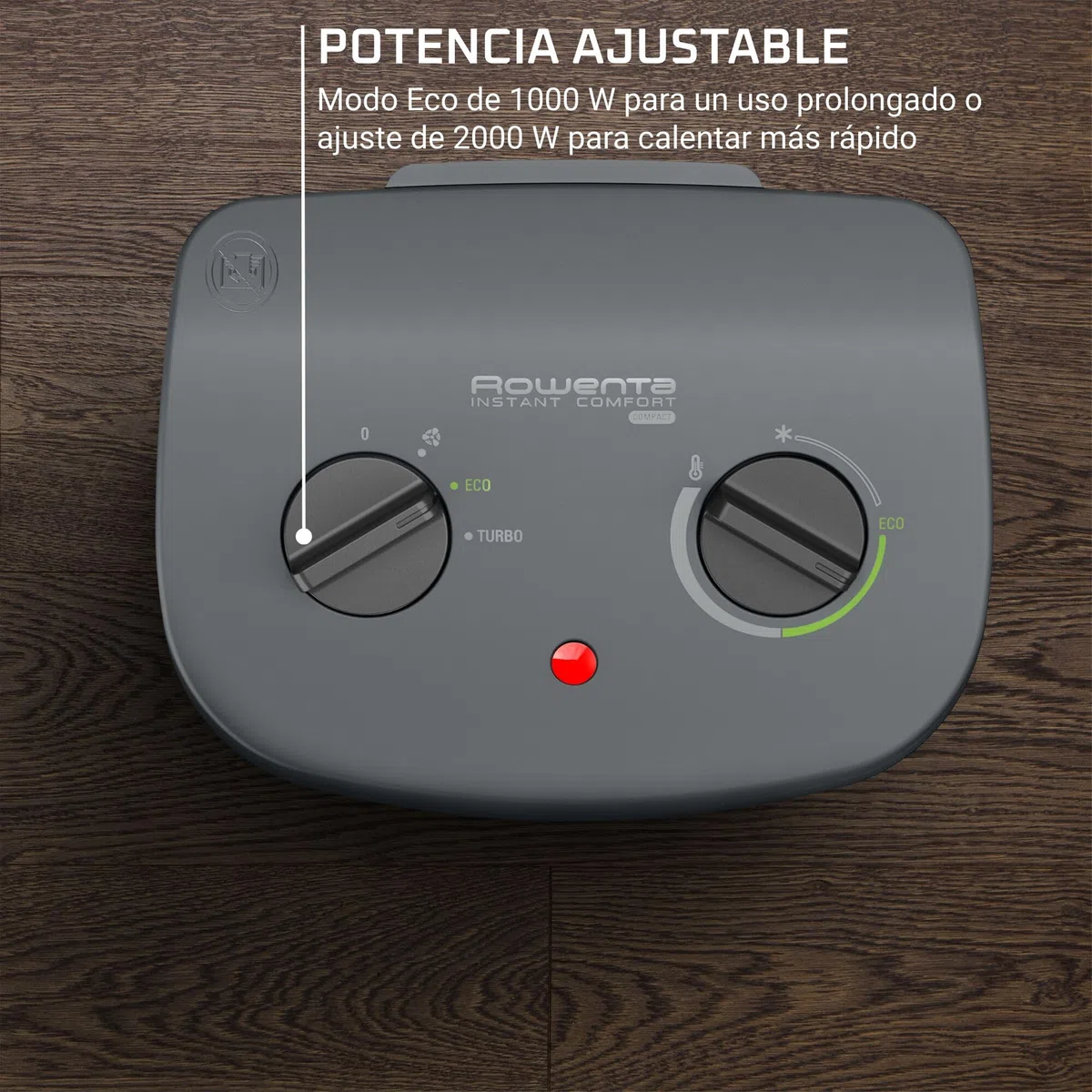 Rowenta Comfort Compact - Calefactor bajo consumo 2000 W, 2 velocidades, termostato mecánico función anti-heladas, Silence 44 dBA, modo Eco, ventilador aire frío, fácil transporte, SO2320