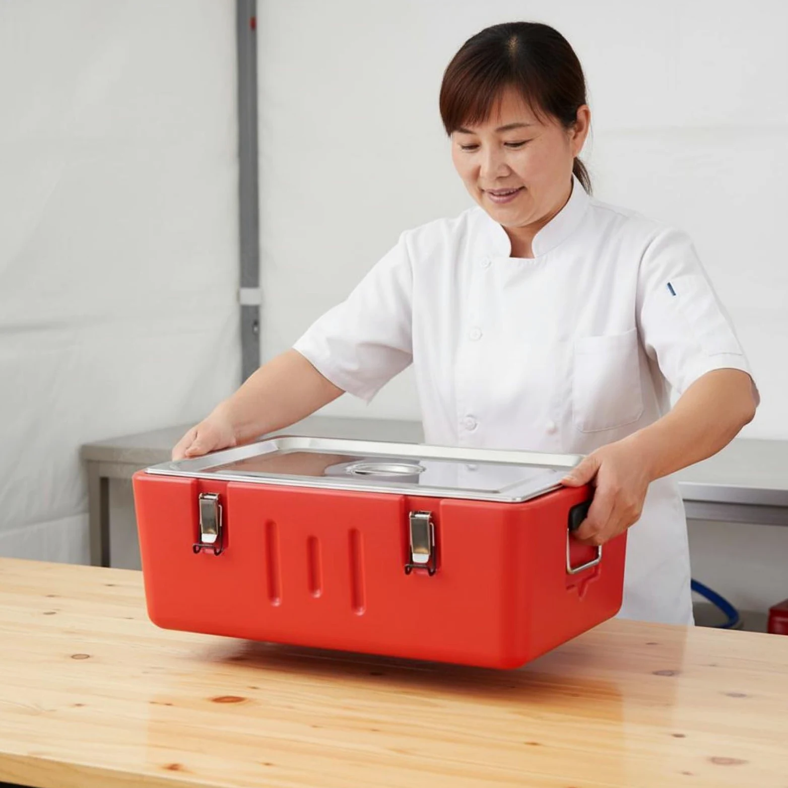 Contenedor Térmico de Comidas con Mango Lateral Robusto Caja Isotérmica Portaalimentos Portacomidas Materiales Acero Inoxidable y PP Adecuado para, Removable 4 Grids