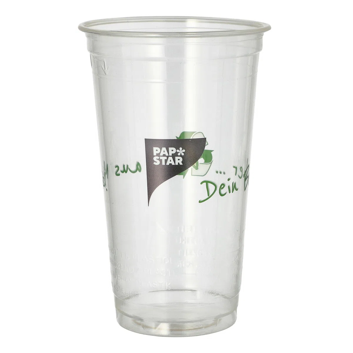 Papstar | 50 vasos para bebidas frías de plástico biodegradable (PLA) puro, capacidad 0,5 l, dimensiones Ø 9,5 cm x 15,1 cm, color transparente, vaso de maíz, 50 vasos x 1 paquete