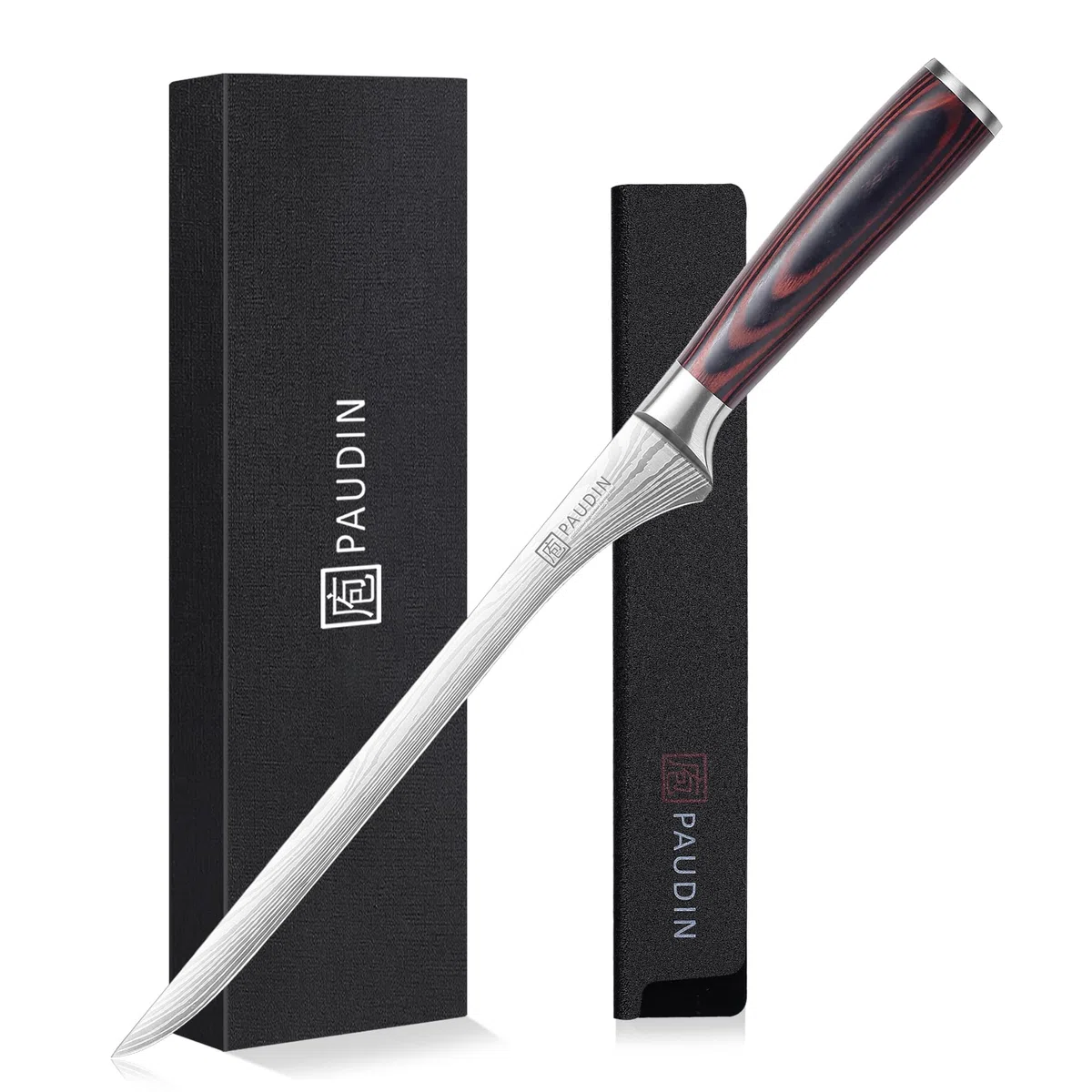 PAUDIN Cuchillo jamonero 25cm, cuchillo de cocina profesional de acero inoxidable alemán 1.4116 - hoja de precisión para lonchas finísimas, afilado cuchillo de trinchar con mango ergonómico de madera
