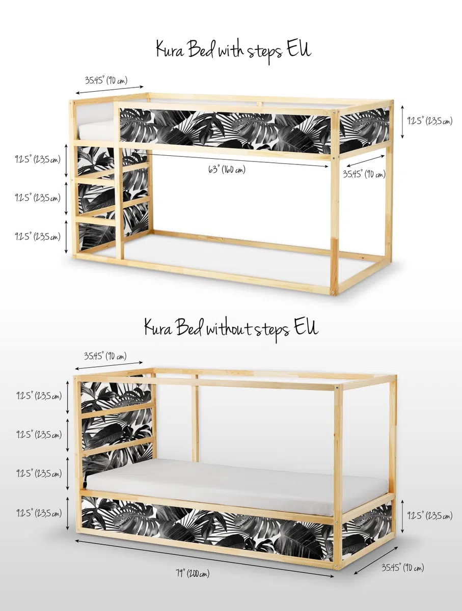 Coloray Conjunto de Pegatinas Cama Kura Para Niños con Pasos Set Pegatina - Hojas en blanco y negro