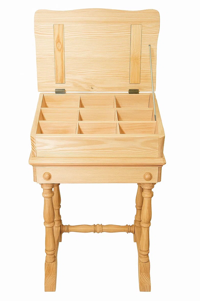 GRECA Mueble Costurero. En Madera de Pino Macizo. En Crudo, para Pintar. Medidas (Ancho/Fondo/Alto): 50 * 40 * 65 cms.
