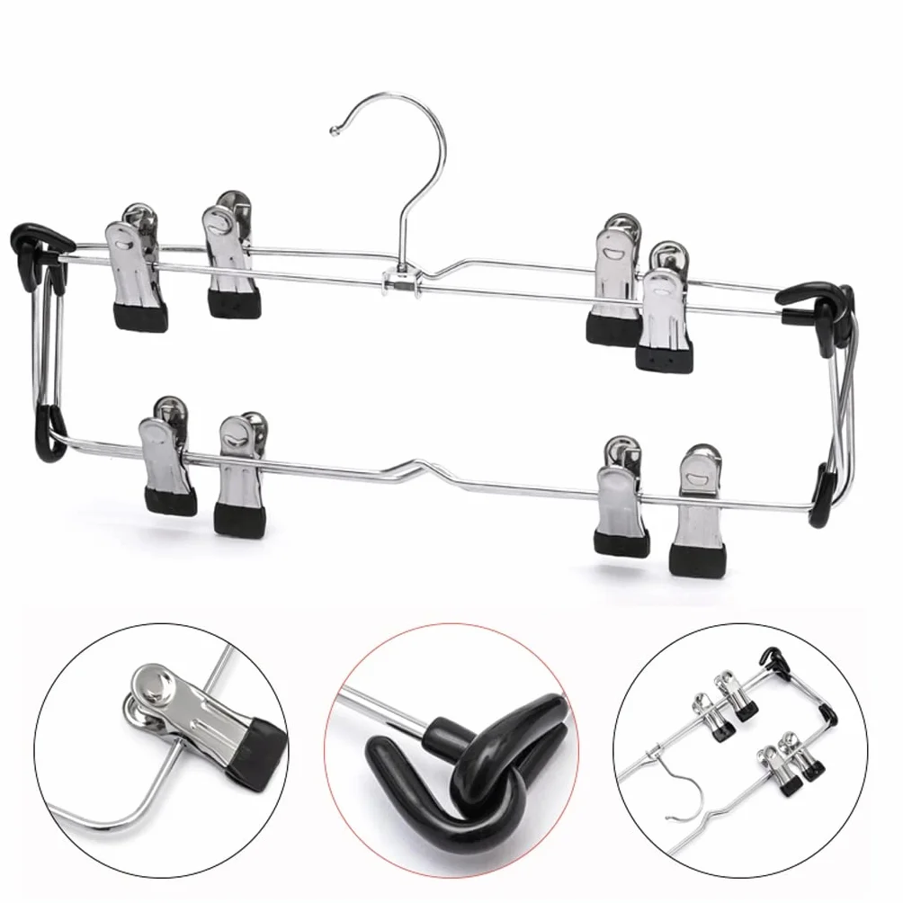 Colgador De Faldas De Metal De 4 Niveles, Ahorro De Espacio, con Clips, Organizador De Almacenamiento De Armario, Colgador De Pantalones Ajustable, 4 Uds. para Sudadera
