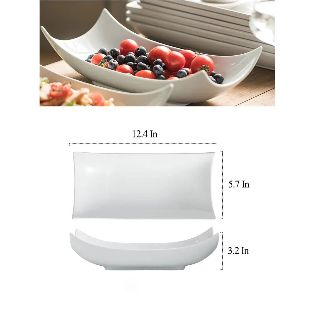 Gomakren Juego de 3 platos para servir, platos de porcelana para servir pavo, platos de porcelana para entretenimiento, curvados especiales, profundos, grandes, para el día de la madre, Acción de