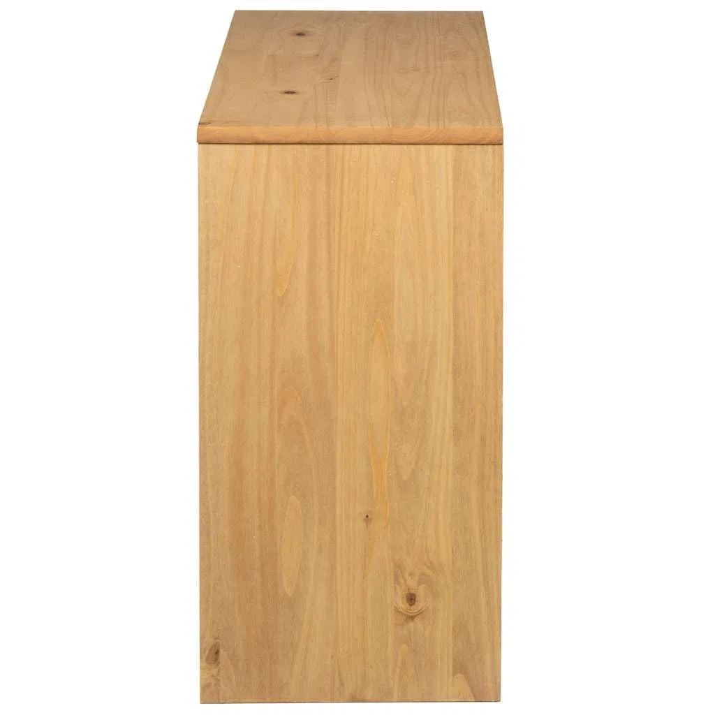 Mesa consola clásica de madera de pino en imitación de roble con espacio de almacenamiento, mesa consola 89