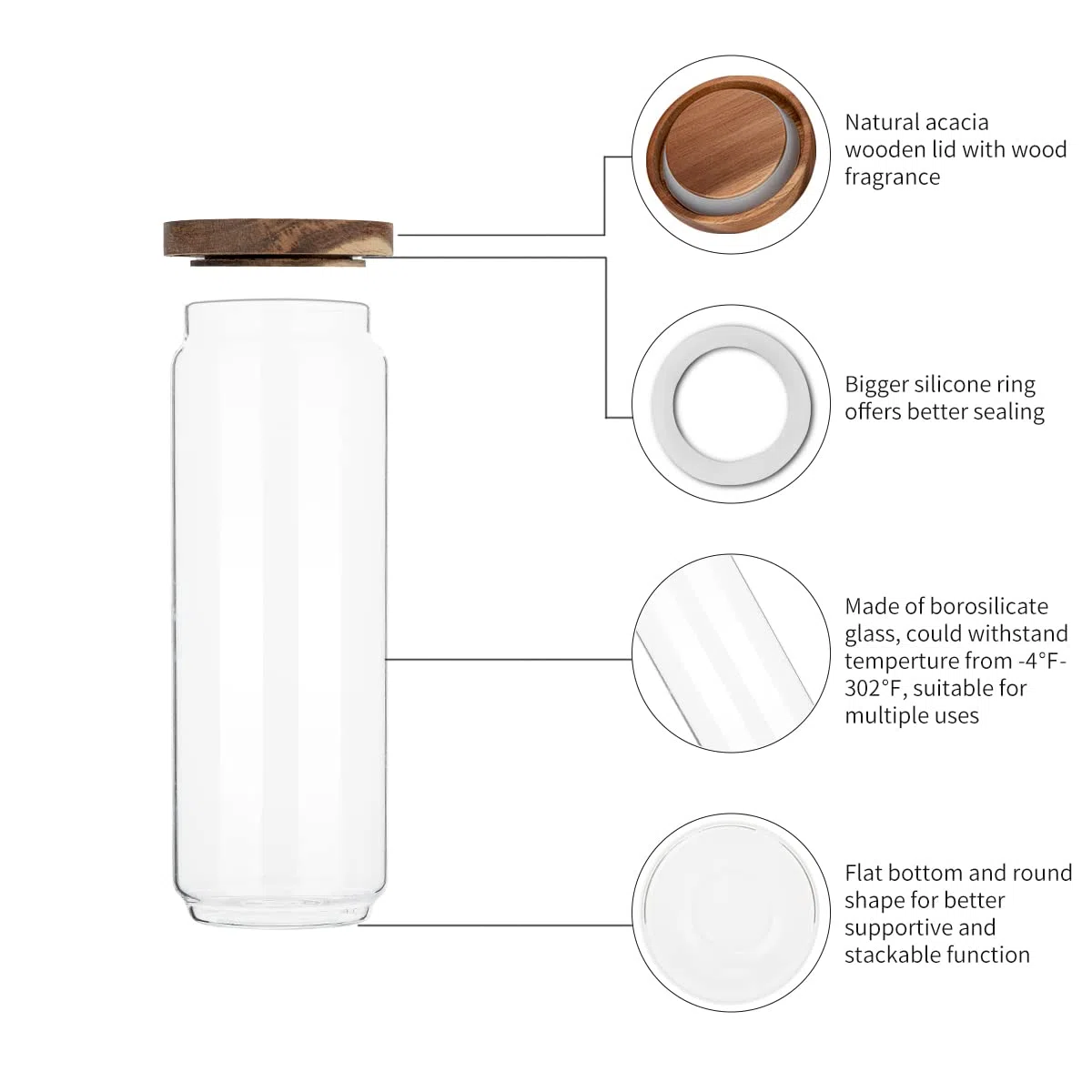 Juego de 3 tarros de cristal de 1300 ml