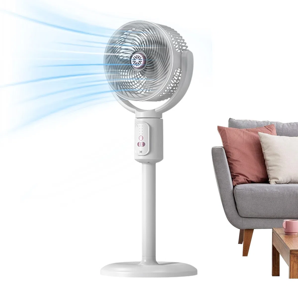 Genérico Ventilador Vertical 5 Velocidades De Con Temporizador | Torre ventilador oscilante recargable USB-C altura ajustable para playa, hogar, oficina, cocina, dormitorio, salón