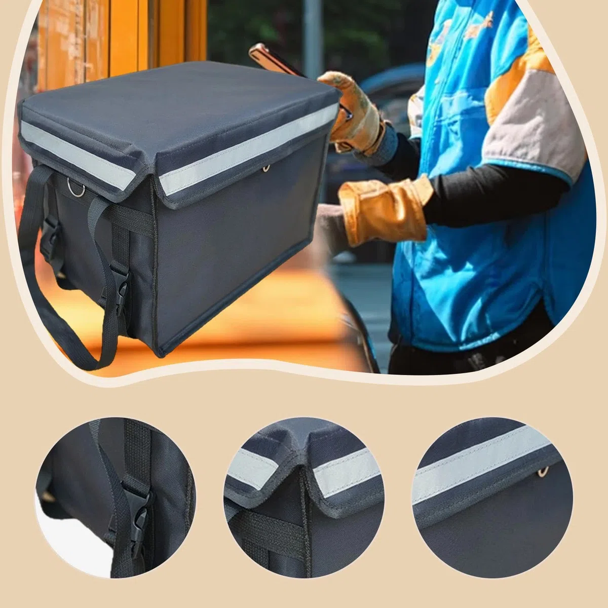 Contenedor Térmico Aislado para Entrega de Alimentos, Bolsa Enfriadora de 30 litros, Práctico, Versátil, Impermeable, para Alimentos Fríos, Contenedor, con Asa, Individual