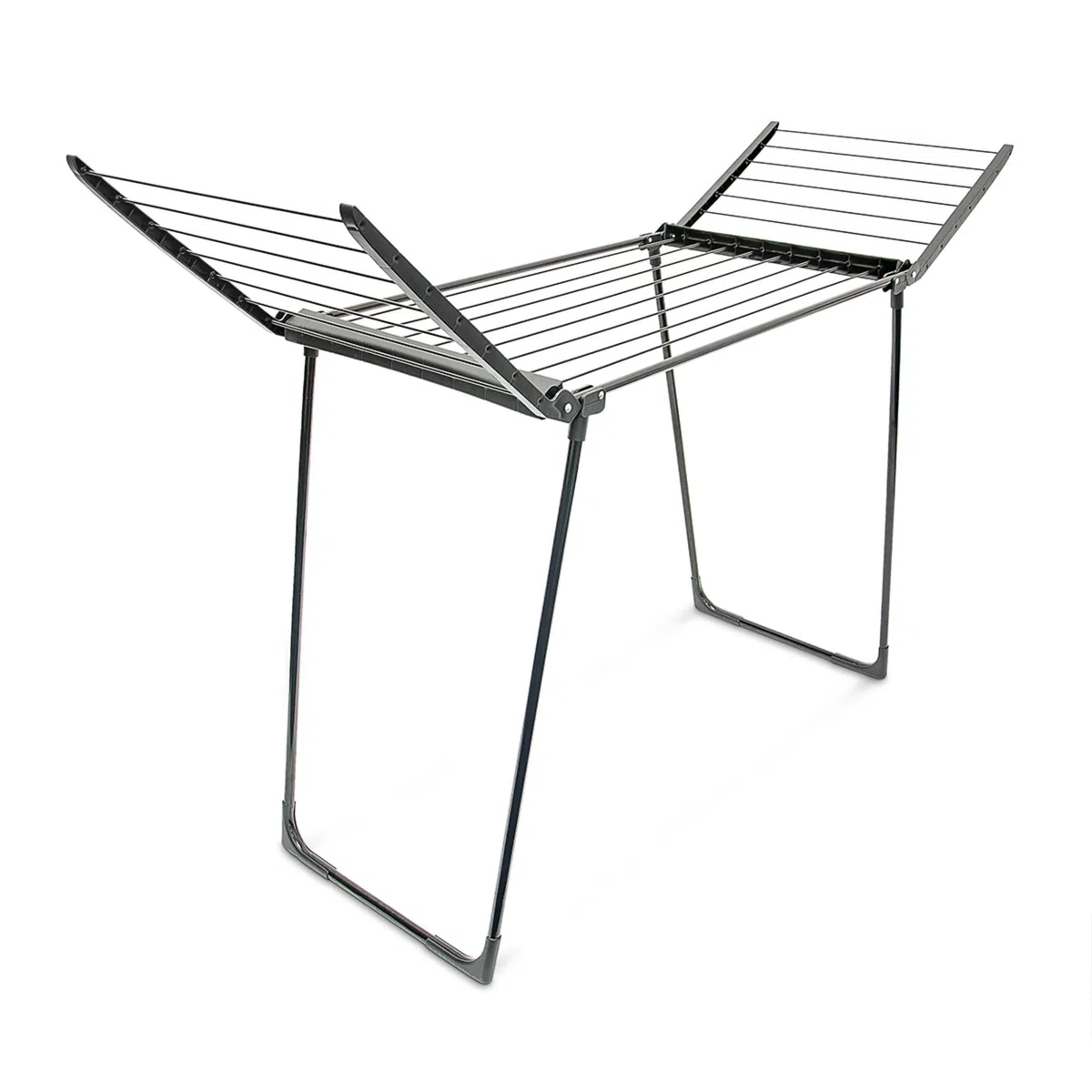 Relaxdays Tendedero Plegable, Soporte Secar Ropa, de Pie, 104x169x54,5 cm, Extensible, Longitud de Tendido: 13 m, Negro