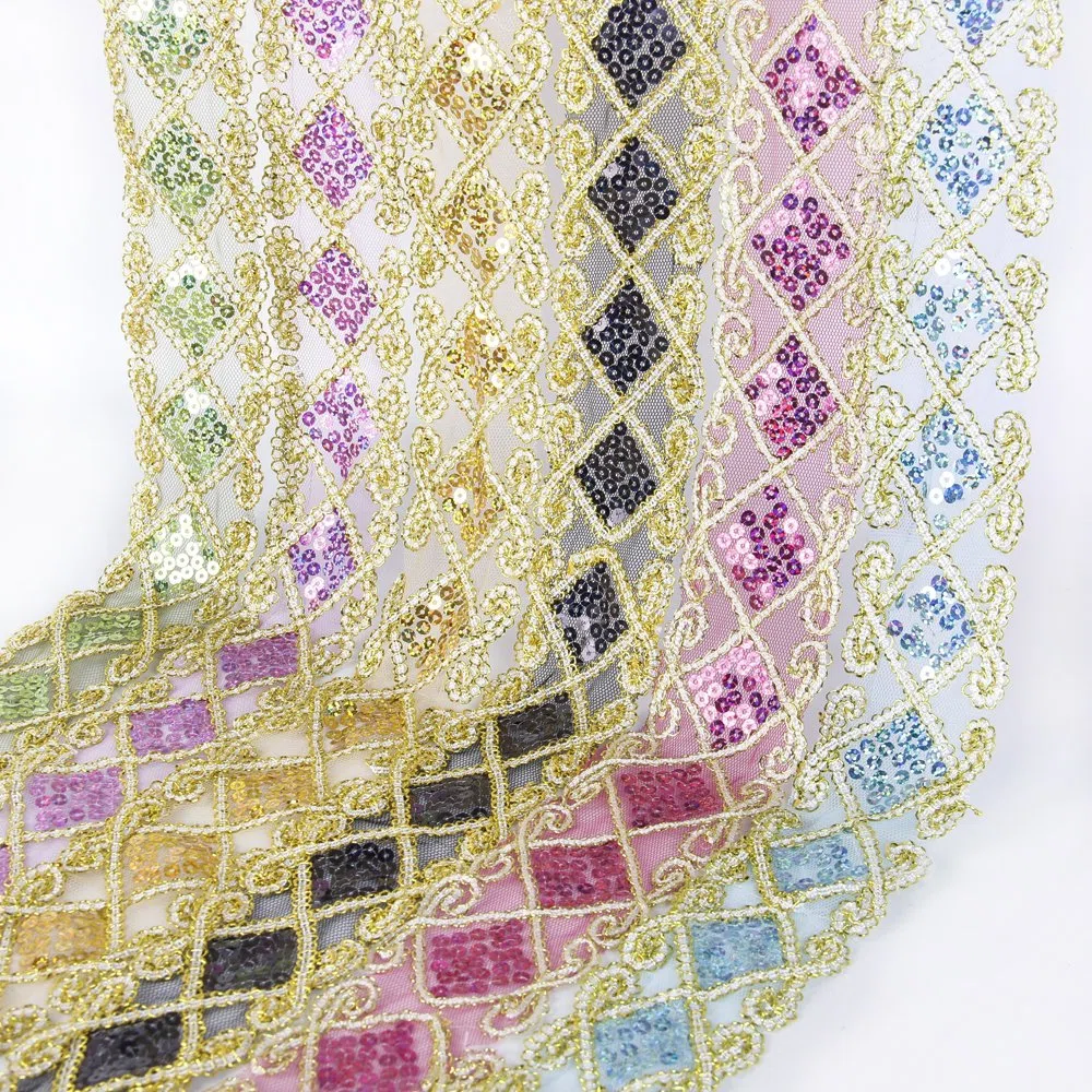 Lentejuelas de malla de encaje con cinta de encaje para costura y manualidades, suministros de 10 metros para ropa, cortinas, caminos de mesa, decoración