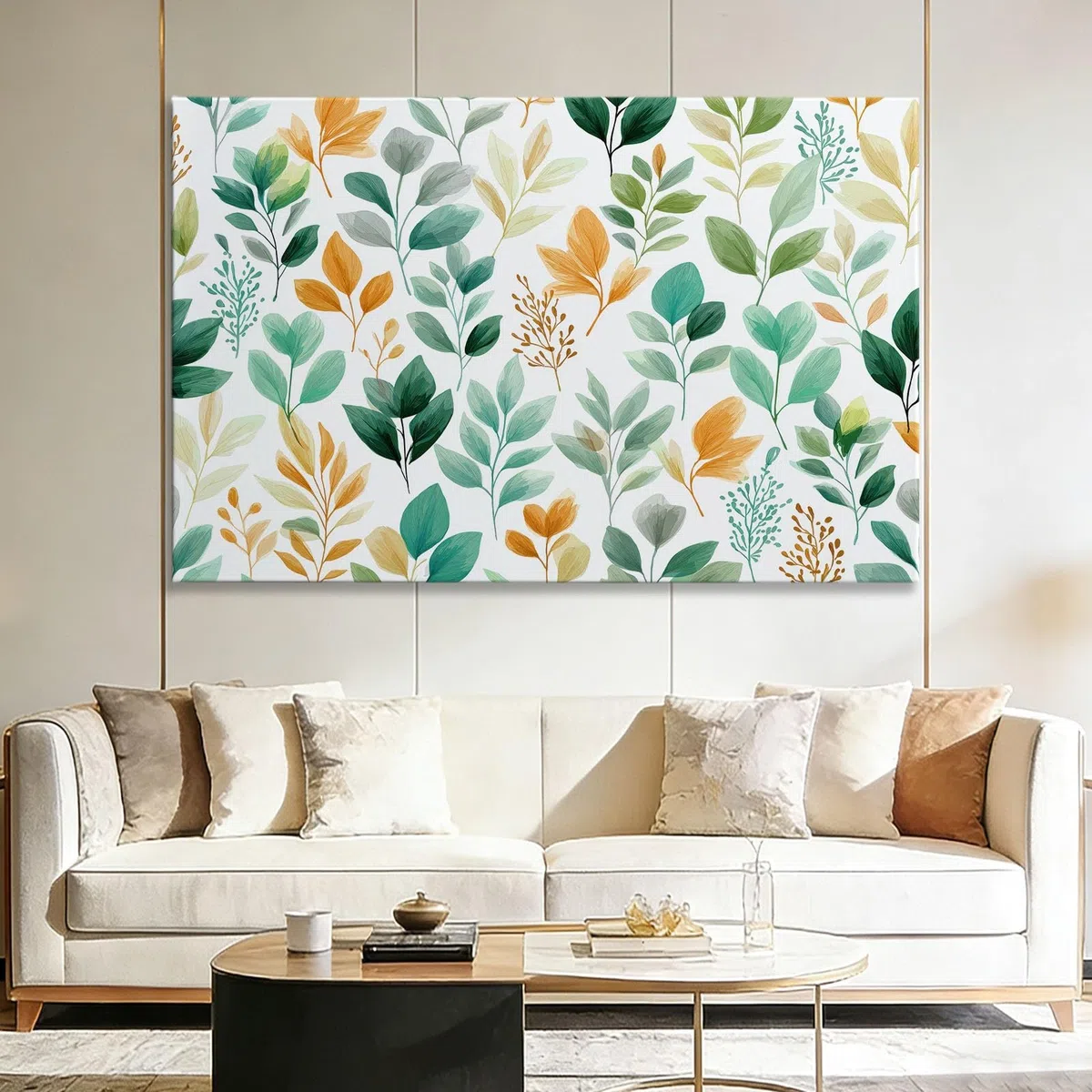 Genérico Lienzo Decorativo con Marco Madera enredaderas frondosas 70x50cm Laminas Cuadro para Pared, Decoracion Habitacion y Salon Dormitorios, Cuadros para Hogar