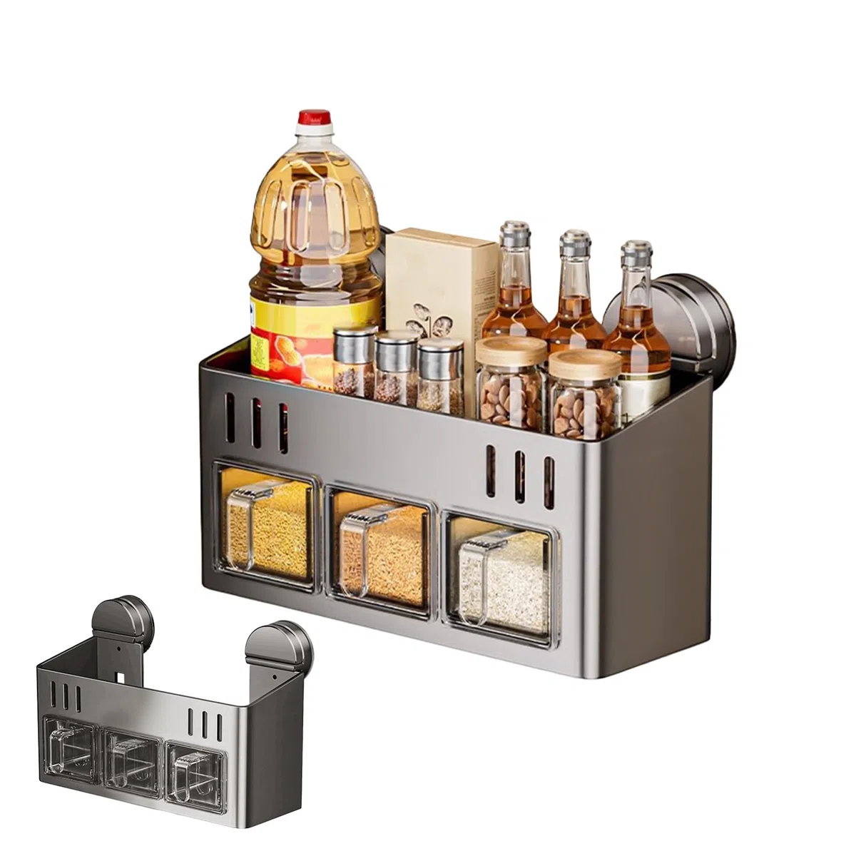 Organizador de Condimentos y Especias para Armario de Cocina | Estante de Especias de Doble Capa,Estante De De Doble Capa Antioxidante Impermeable Con De Condimentos Para Pared Oficina