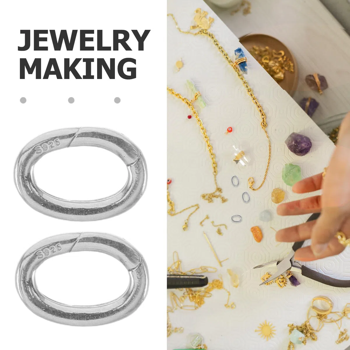 2 Piezas Cierres de Resorte Metálicos para Joyería 10Mm X 13Mm, 2 Unidades, Conectores Finales para Pulseras y Collares, Cierre Colgante Seguro para Hacer Cadenas y Accesorios de