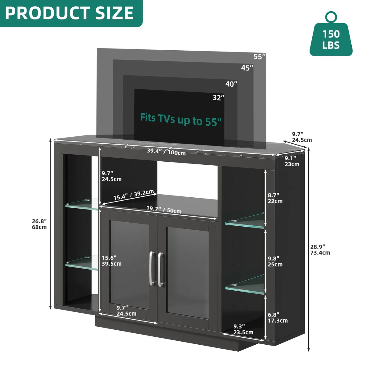 YITAHOME 100CM Mueble de TV esquinero con iluminación led RGB, Unidad de TV de Esquina para TV de hasta 55 Pulgadas con 7 estantes Abiertos del Centro de Entretenimiento de Juegos Estante de TV