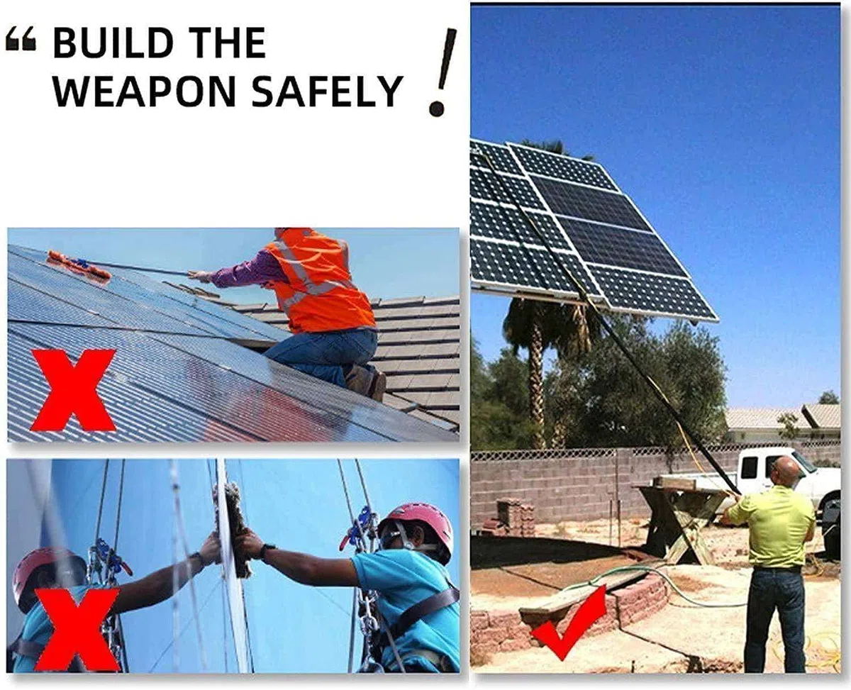 Cepillo de Limpieza para Paneles solares con Mango telescópico, extensión de 6 a 11 m (20 pies a 36 pies), Kit de Limpieza de Ventanas, Herramienta de pulverización de Agua para una Limpieza