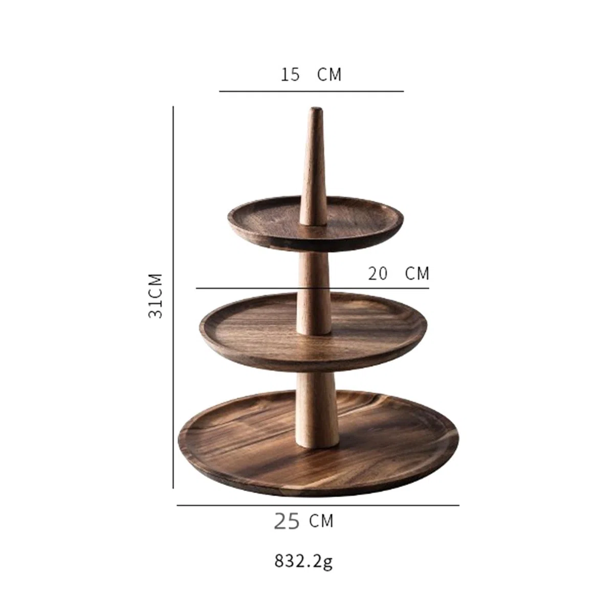 Soporte de Madera para Pasteles, Plato de Postre, Accesorios Decorativos, Bandeja Rústica para Servir, Expositor Decorativo de Varios Niveles Estilo C, 3 Capas, Individual