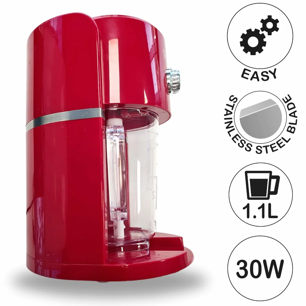 Picadora de Hielo Eléctrica Frozen Drinks, Cuchilla Acero Inoxidable, Capacidad 1.1L Granizados, cócteles, Bebidas frías, Combinados, Yogur Helado,30w,Picado Fino y Grueso.