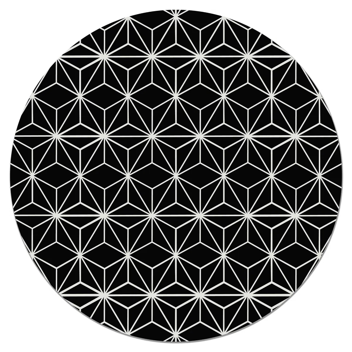 Panorama Alfombra Vinílica Cocina Baño - Modelo Redonda Líneas Estrellas Negro 100x100 cm - Varios tamaños - Decoración Hogar