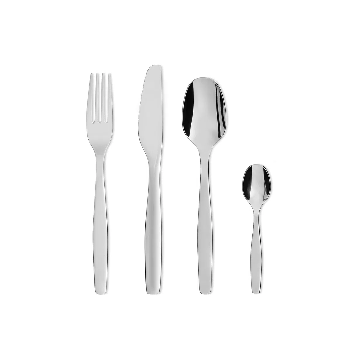 Alessi ANF06S24 Itsumo - Servicio de cubiertos compuesto de seis cucharas, seis tenedores, seis cuchillos, seis cucharas para café en acero inoxidable 18/10.