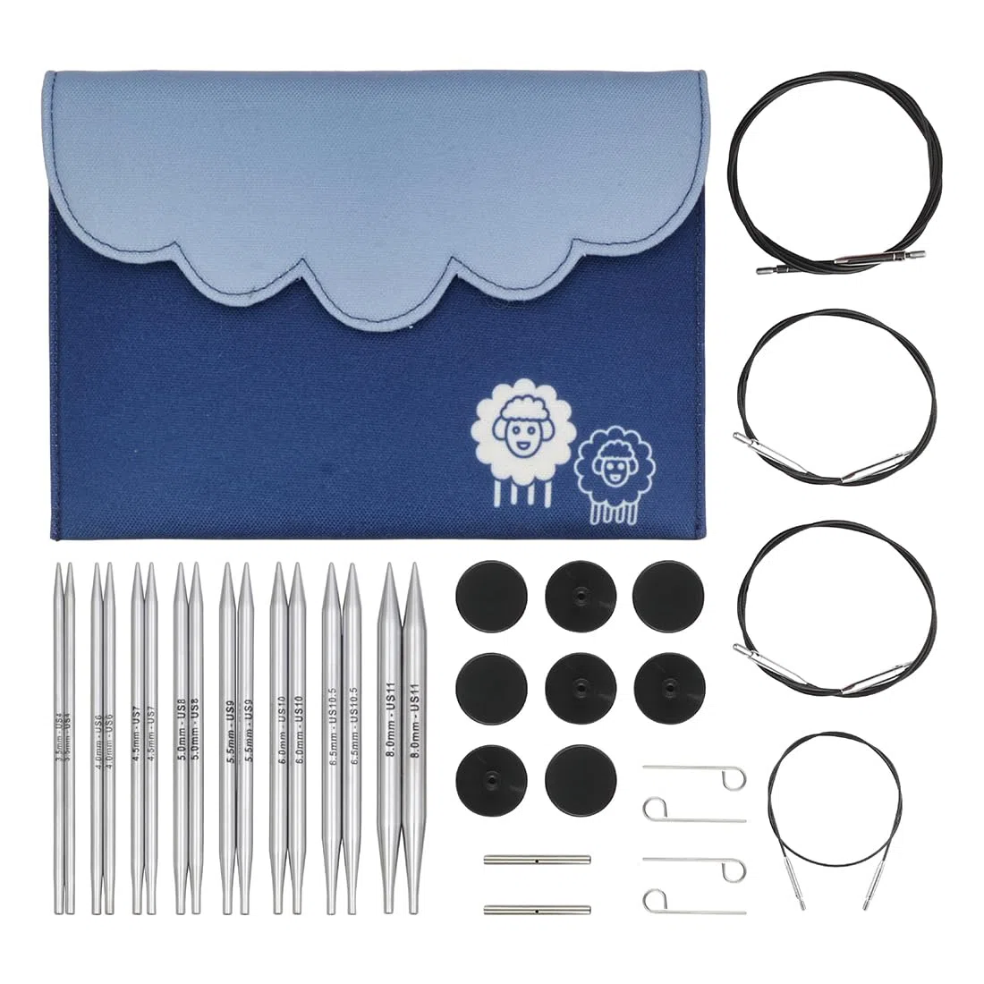 KnitPro Juego de puntas de agujas de tejer, Nova Metal, juego de lujo de 3,50, 4,00, 4,50, 5,00, 5,50, 6,00, 7,00 y 8,00 mm
