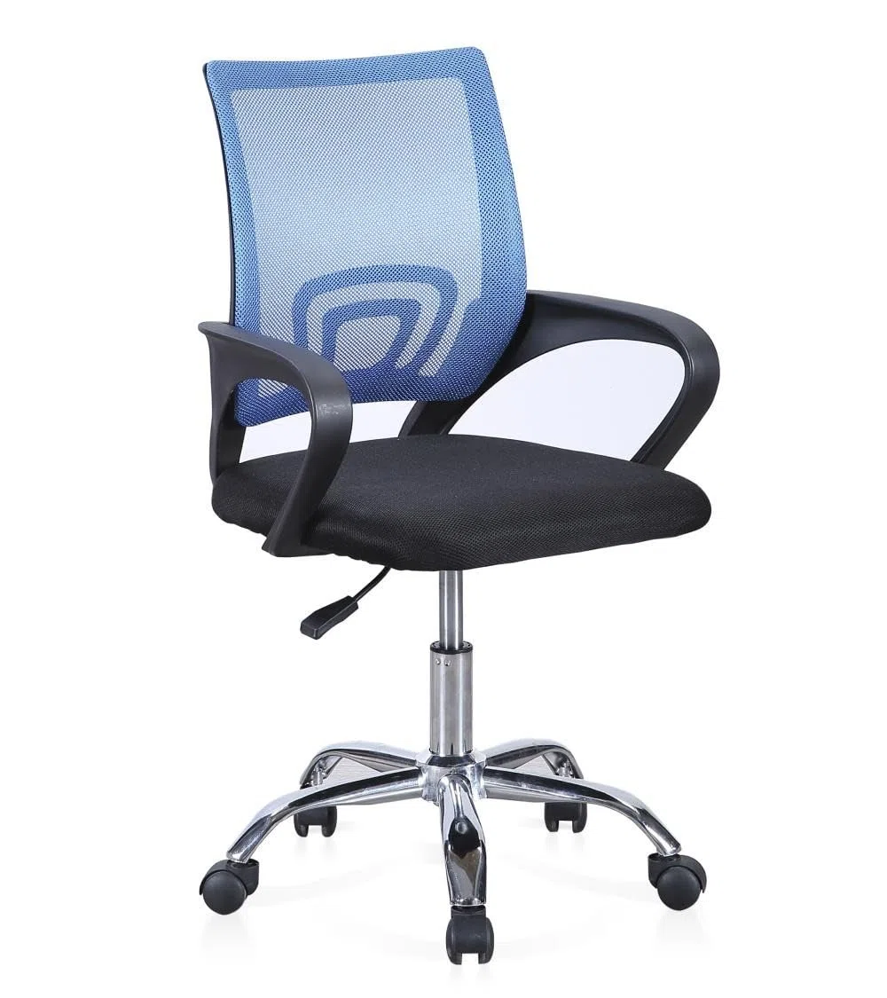 Home Heavenly® - Silla Escritorio Juvenil Vera, Silla Oficina giratoria y Regulable en Altura, Patas metálicas, en Tejido 3D. 60x60x90-102 cm. (Azul)