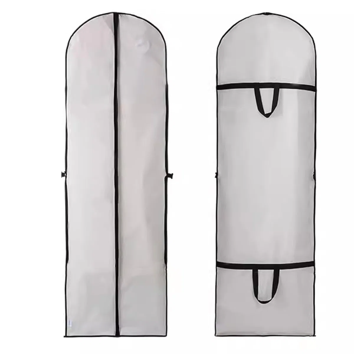 Fundas largas para bolsos de vestir de 70,86 pulgadas, bolsas plegables para vestidos de novia, fundas protectoras para ropa con cremallera, bolsas protectoras con asa de transporte, color blanco