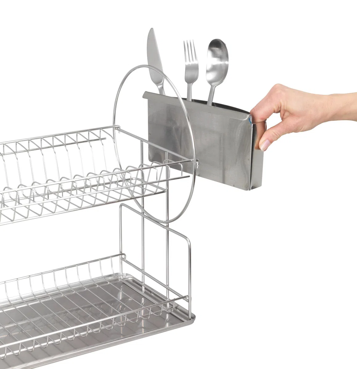 Wenko Escurreplatos Exclusiv Duo Acero INOX - escurridor, Acero Inoxidable, 21 x 33 x 49 cm, Plata Mate