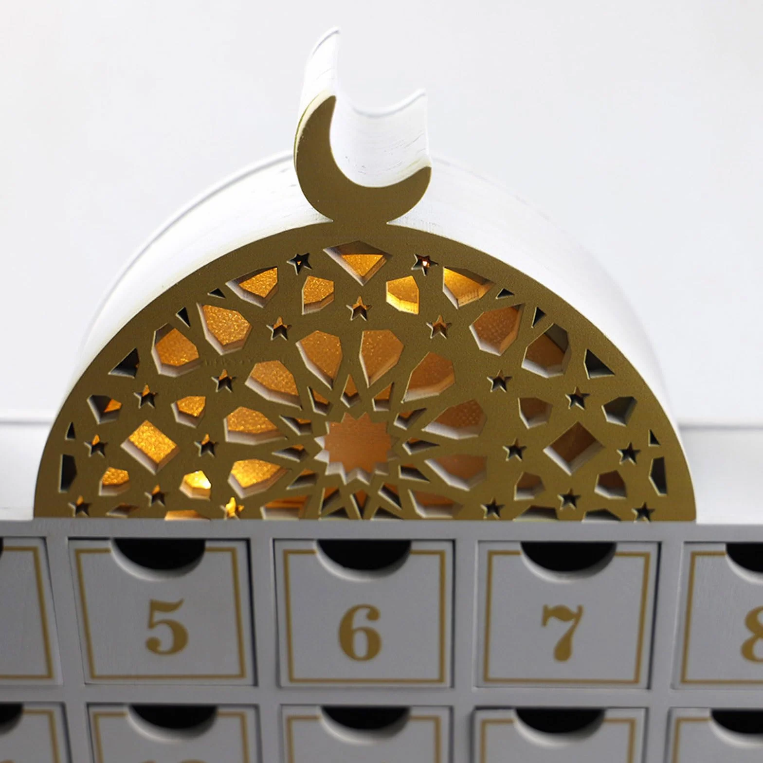 Calendario de cuenta regresiva de madera con luz LED, calendario de Adviento para niños y adultos, decoración del hogar, regalo de fiesta, calendario de Adviento Eid