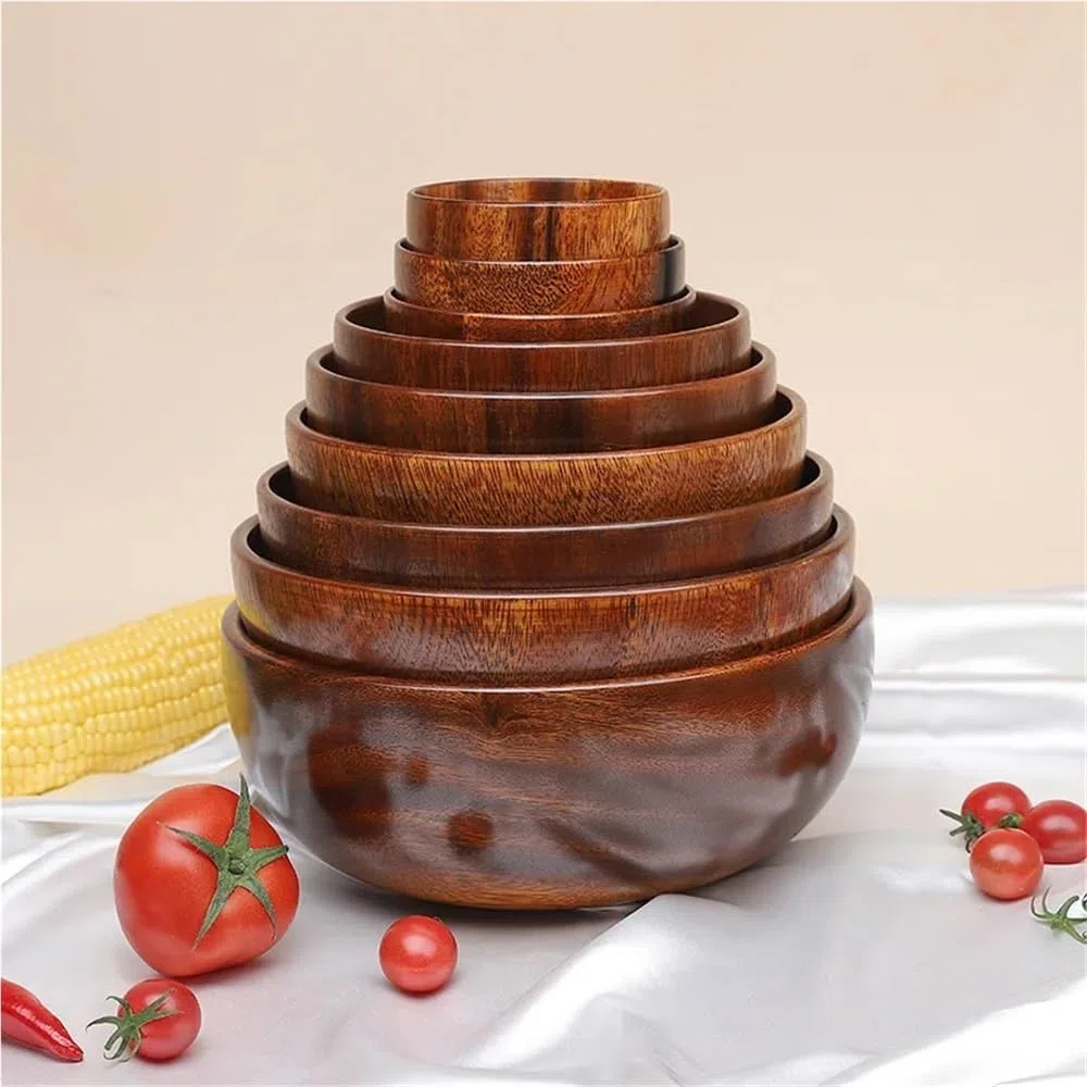 Fruitero de madera, Ensalada de madera y frutero Cuencos for servir Centro mesa estilo granja(16cm7cm)