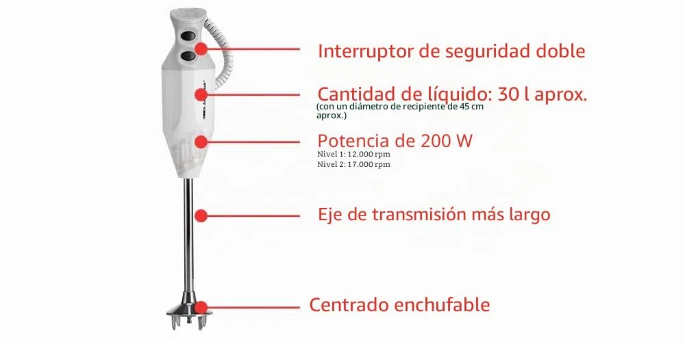 ESGE-Zauberstab P 200 Profi 90860 - Batidora de mano (incluye accesorios, hasta 17.000 rpm), color blanco y gris