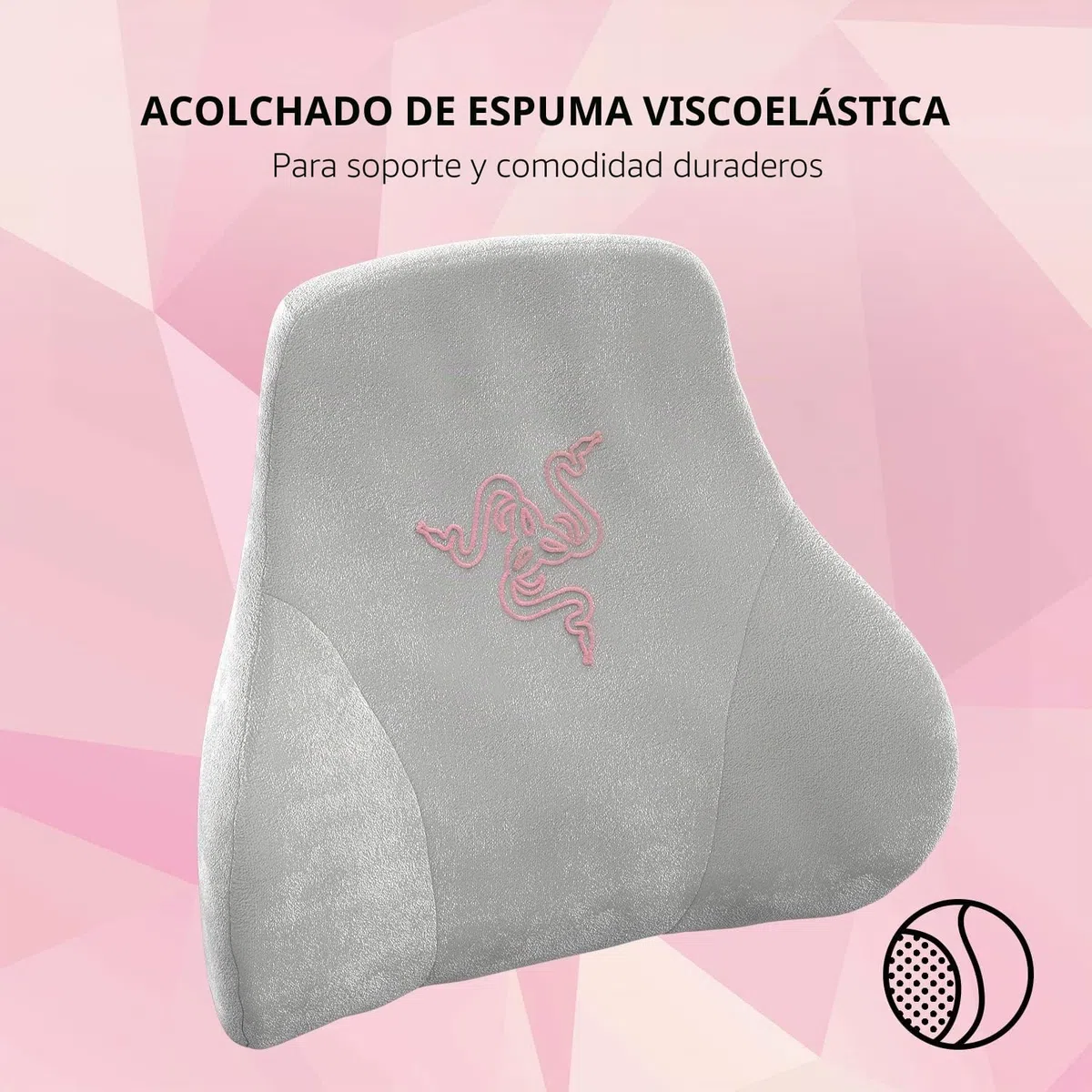 Razer Cojín de cabeza Soporte para cuello y cabeza para sillas de juego: diseño ergonómico, relleno de espuma viscoelástica, envuelto en terciopelo rosa de felpa - Cuarzo | Diseño ergonómico, acolchado de espuma viscoelástica, envuelto en terciopelo rosa