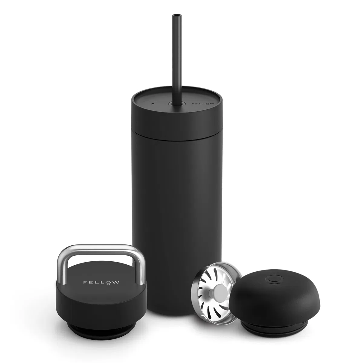 Fellow Carter thermal mug set 3 caps matte black 473 ml
