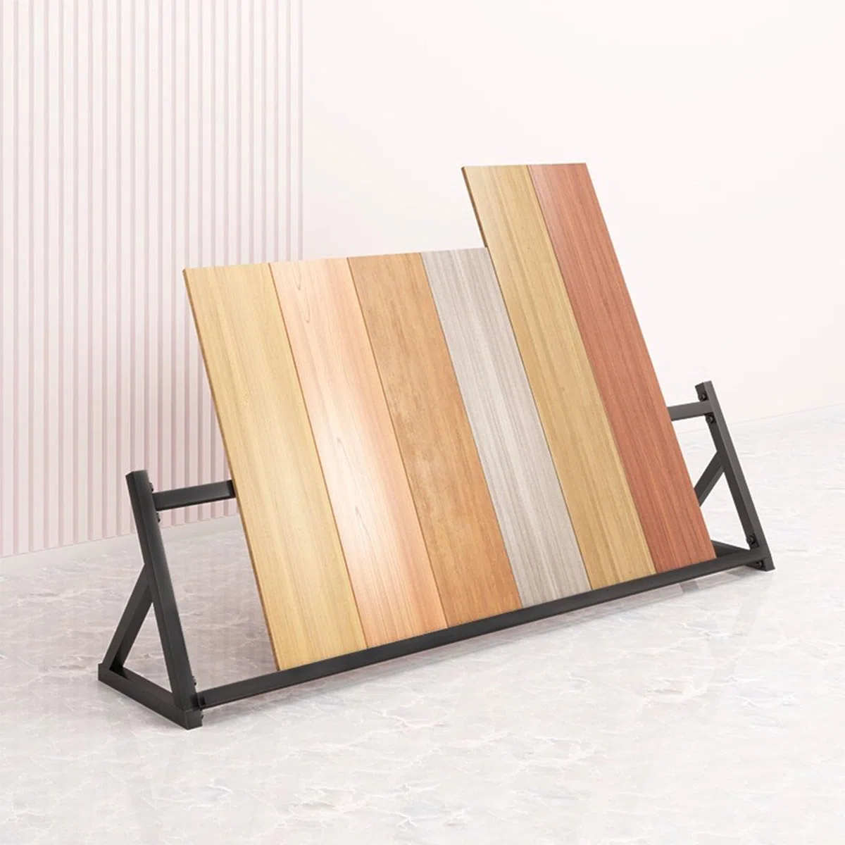 Soporte de muestra para materiales de construcción, estante ranurado para suelos de madera, estante de exhibición de puerta de armario de cerámica y aluminio