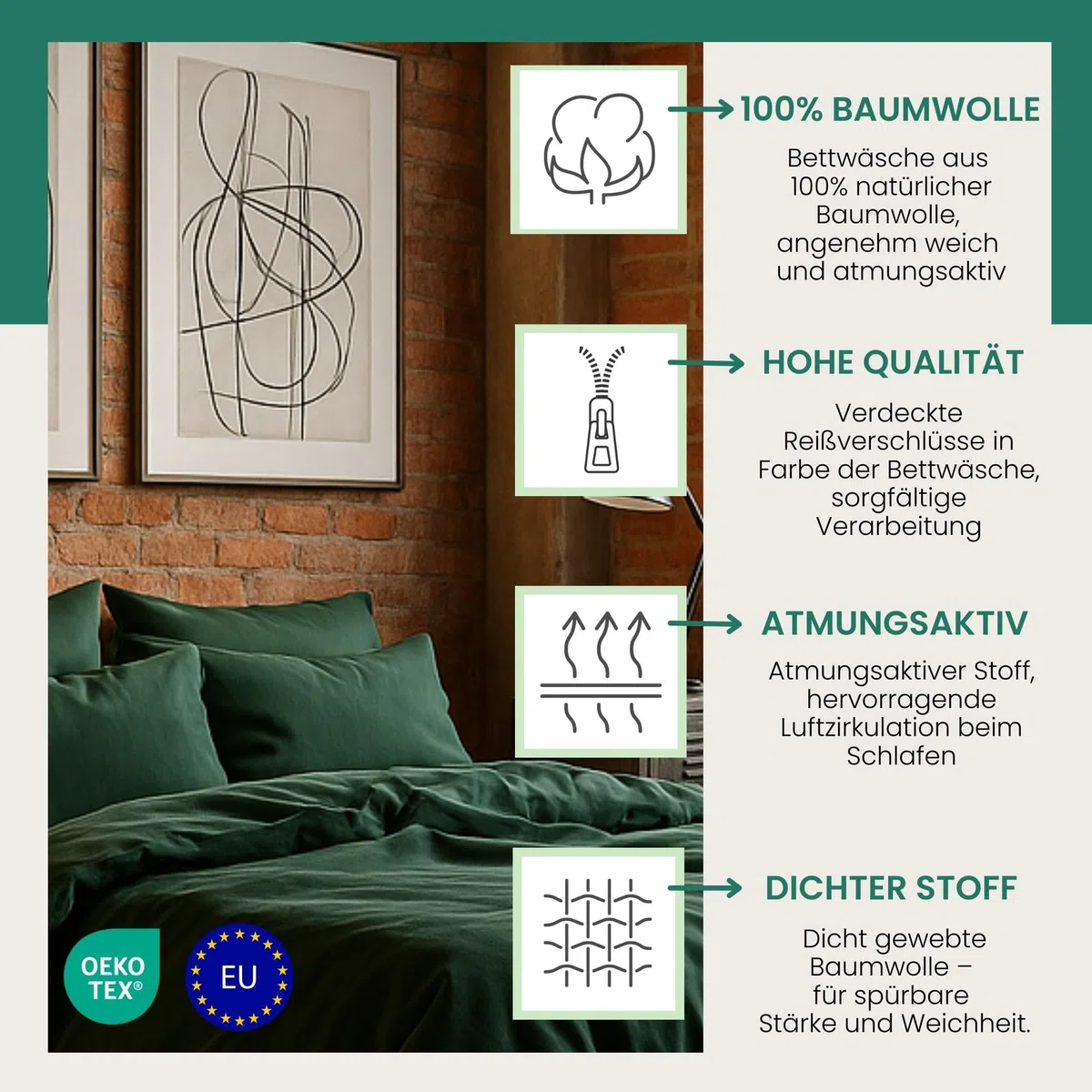 VEL VET HOME Ropa de cama de 135 x 200 cm, algodón, funda nórdica de 135 x 200 cm con funda de almohada de 80 x 80 cm, alta calidad, con cremallera, 100% algodón, fabricado en la UE, mostaza, color
