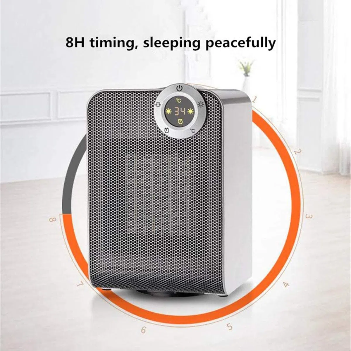 Calentador Duradero Calefactor-Estufas eléctricas Calefactor de cerámica con Control Remoto Termostato Digital con Pantalla táctil Calentador de Ventilador
